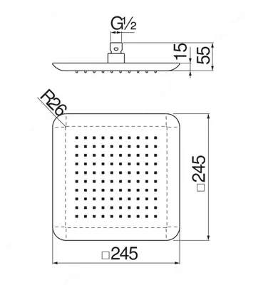 Верхний душ 245x245 мм Nobili - 2 890 196.7 сум / шт.