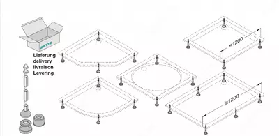 Dushni o'rnatish uchun alyuminiy ramka BETTE INSTALLATION SYSTEM BASIC - 4 924 848.1 so'm / dona