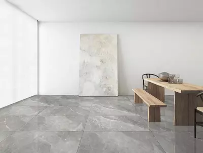 Geolam chinni plitkalar shishasimon 60x120 sm Yaltiroq kulrang (silliq) - 228 435.5 so'm / kv.m