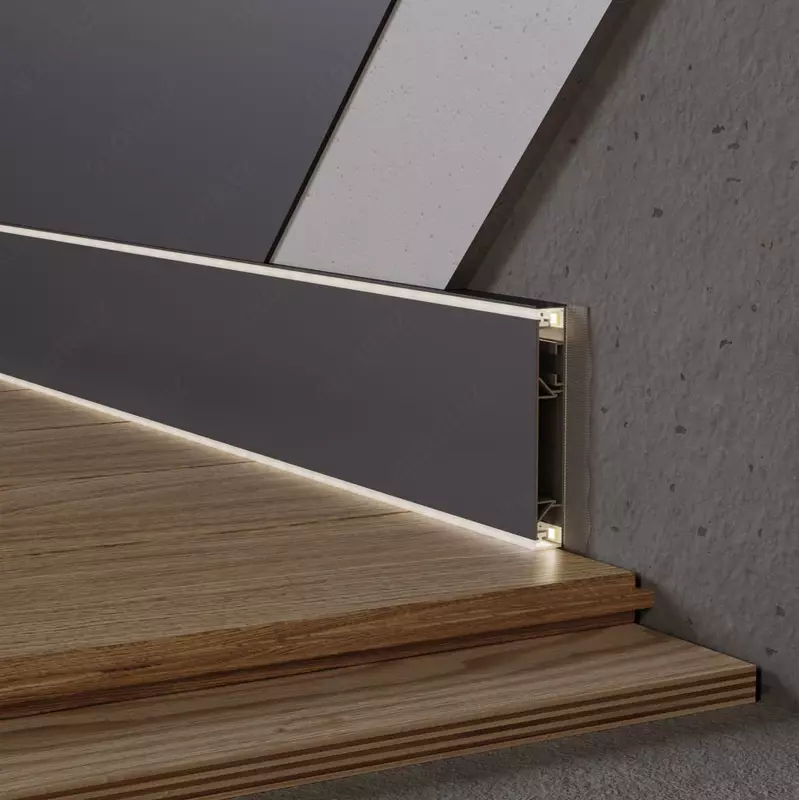 Накладной/скрытый плинтус PROFILINI 80x12x2600 мм с возможностью освещения