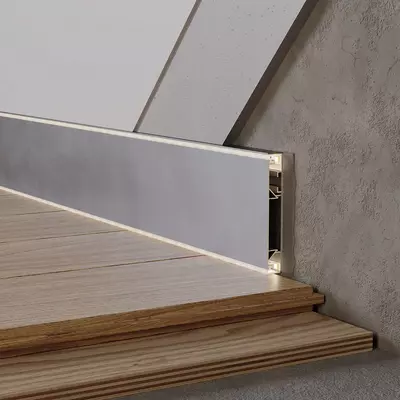 Накладной/скрытый плинтус PROFILINI 80x12x2600 мм с возможностью освещения - 551 616 сум / шт.