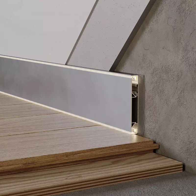 Накладной/скрытый плинтус PROFILINI 80x12x2600 мм с возможностью освещения - 551 616 сум