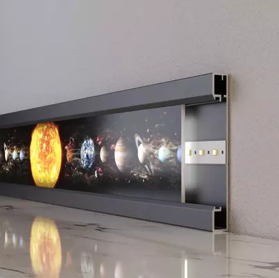 Накладной/скрытый плинтус 100X12 мм RAL 9003 с возможностью освещения - 421 824 сум / шт.