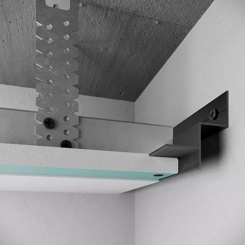 Потолочный профиль PROFILINI шириной зазора 14 мм 47x41x2600 мм скрытый шов