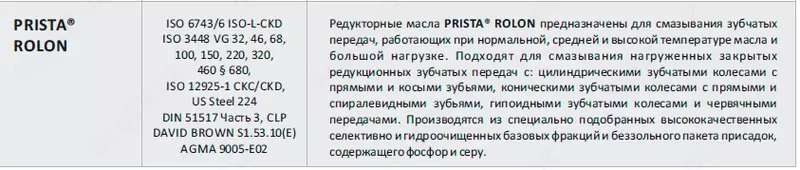 от {0} сум Редукторные масла Prista Rolon 68;100;150;220;320;460;680