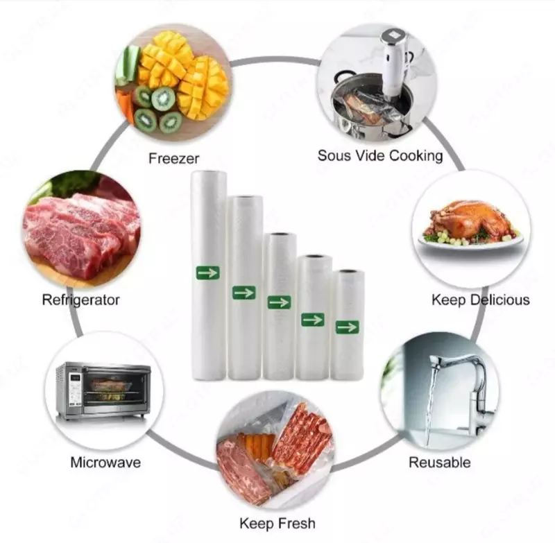 Вакуумные пакеты. Рифлёные пакеты для вакуумного упаковщика (рулоны разных размеров) 10см х 5м - 35 000 сум