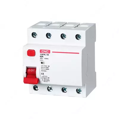 Электромагнитный автоматический выключатель (УЗО) CNC Electric YCB7RL-100 6kA 4P 80A AC 100mA (Арт. - uzo-ycb7-4-100ma-080)