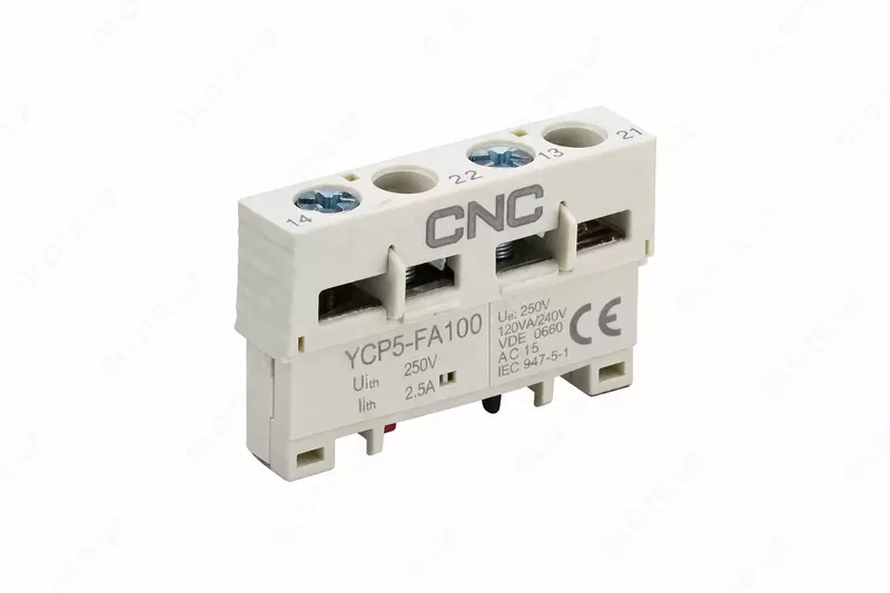 Yordamchi kontakt (yuqori ornatish) CNC Electric YCP5-FA100  1 NO + 1 NC (Art. - vk-vm-ycp5-ae11)