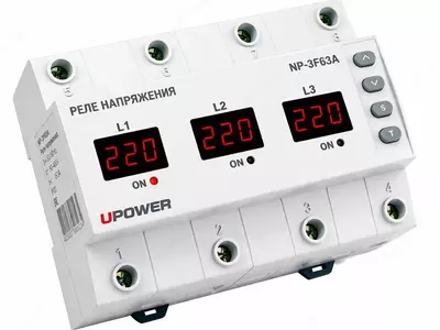  Реле напряжения UPOWER NP6-VA  3 фазы  63А  140/280В - 