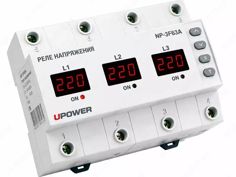  UPOWER NP6-VA kuchlanish rölesi  3 fazali  63A  140/280V - 