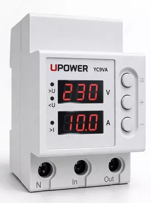 Реле напряжения с контролем тока UPOWER YC9VA  1-63А  АС 230В