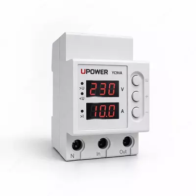  Реле напряжения с контролем тока UPOWER YC9VA  1-63А  АС 230В - 
