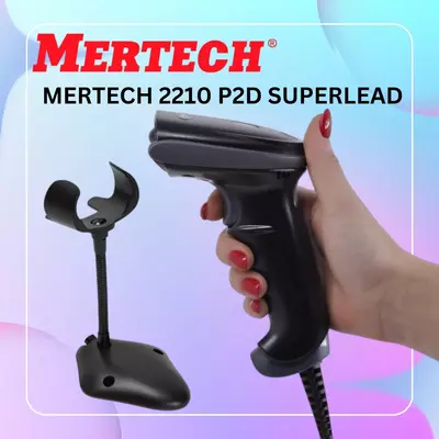 Проводной сканер штрих-кода MERTECH 2210 P2D SUPERLEAD черный 3 м кабель с гибкой подставкой