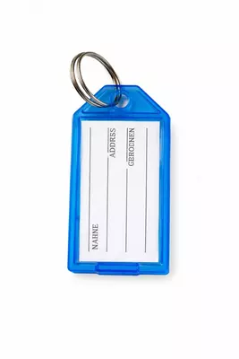   Kalit uchun plastik birka metall halqali Kalit uchun plastik birka metall halqali yozuv oynali