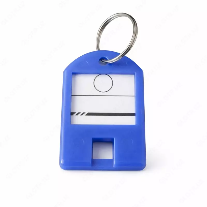 Пластиковые бирки для ключей с кольцом и окошком для подписи