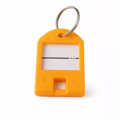   Пластиковые бирки для ключей с кольцом и окошком для подписи