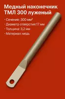 Медный наконечник ТМЛ 300 луженый длиный