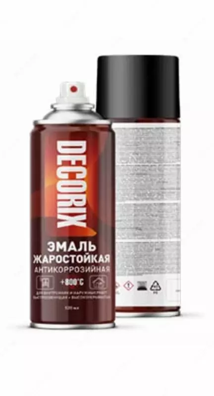 Metall uchun aerozolli emal "DECORIX" issiqqa chidamli +400°S yarim porloq