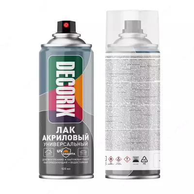 UV nuridan himoya qiluvchi aerozolli akril lak "DECORIX" universal