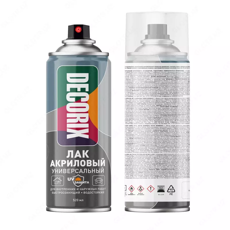 Аэрозольный лак акриловый с UV-защитой "DECORIX" универсальный