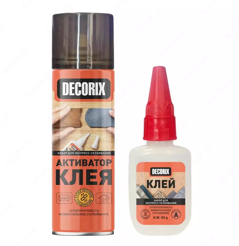 Ekspress bog'lash uchun ikki komponentli yopishtiruvchi "DECORIX" Super elim + Aerozol aktivatori 140/270 ml