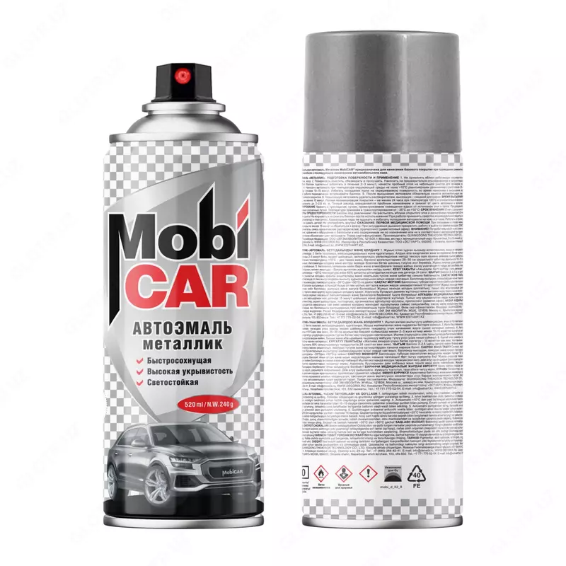Аэрозольная автоэмаль "Mobi CAR" с эффектом "металлик"
