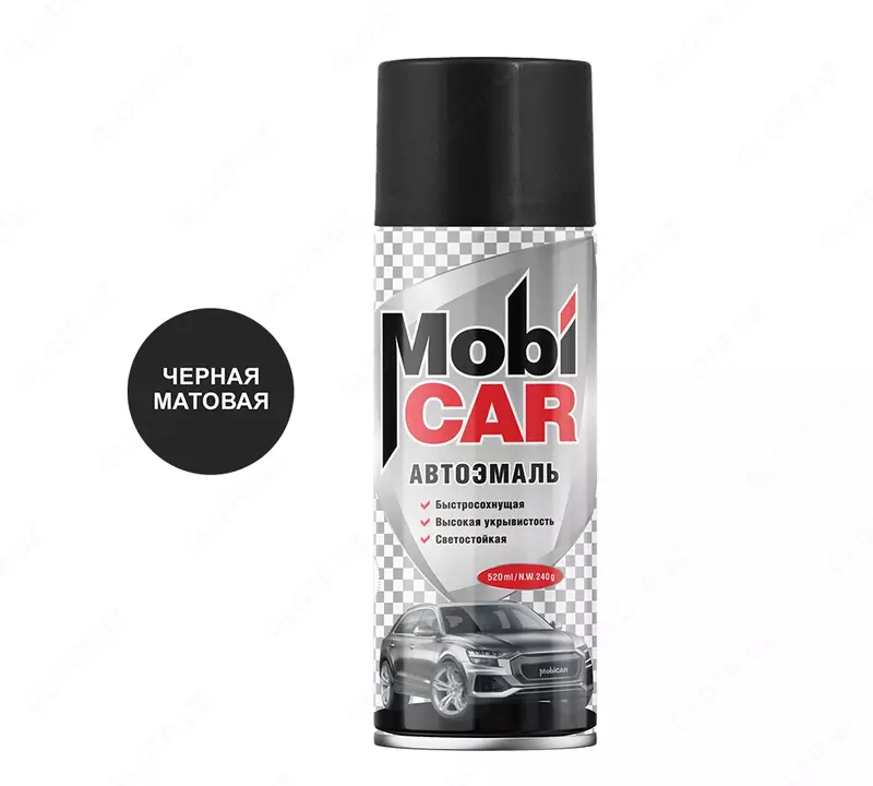 Автоэмаль черная матовая Mobi Car (520 мл)