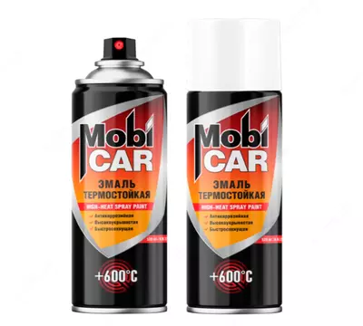Эмаль термостойкая цвет "Сигнальный белый RAL 9003" +600°С Mobi CAR