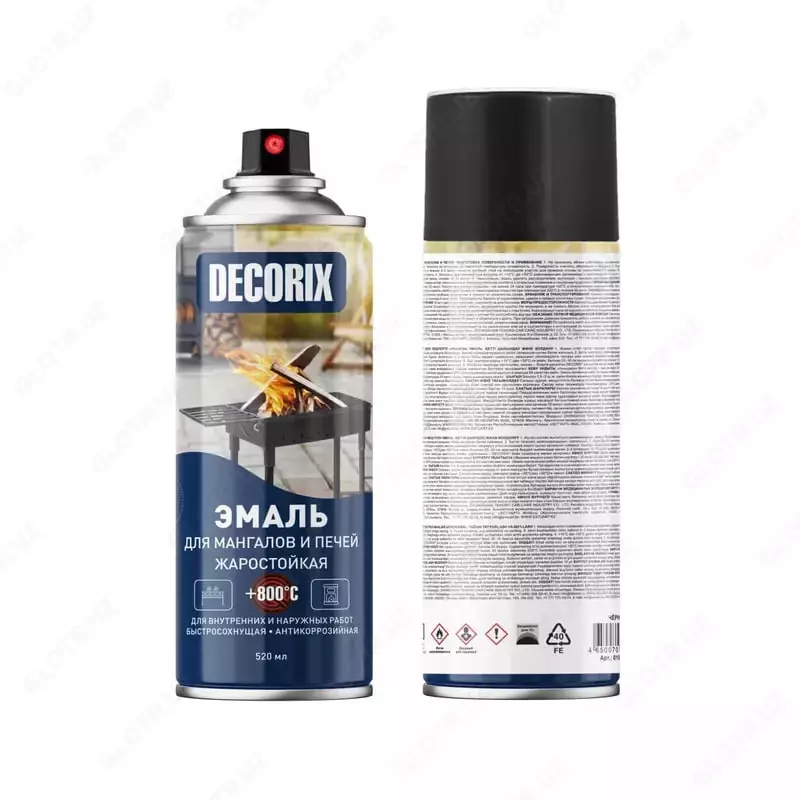 Аэрозольная эмаль для мангалов и печей "DECORIX" 0159-01 DX