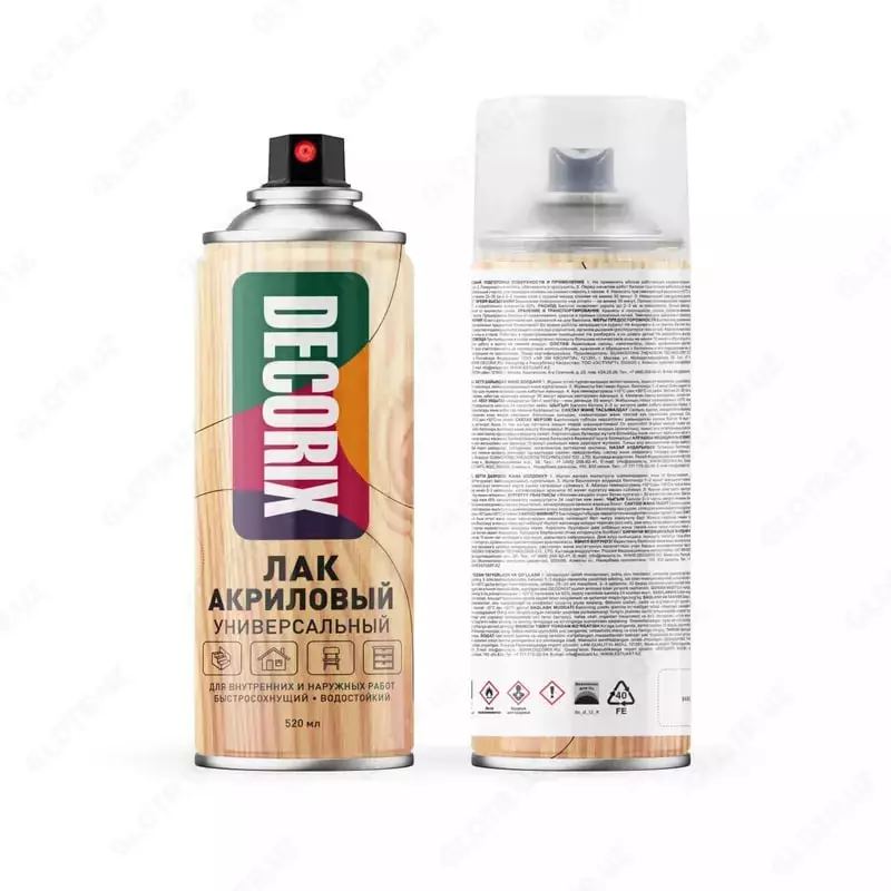 Аэрозольный акриловый лак "DECORIX" универсальный