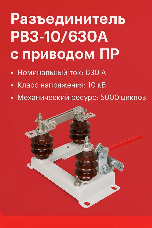 Разъединитель РВЗ-10/630А с приводом ПР