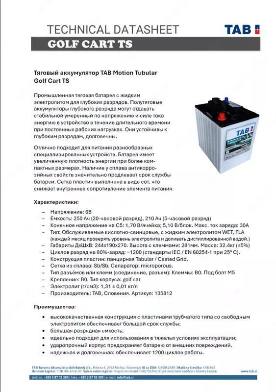 Тяговые аккумуляторы моноблоки 6В