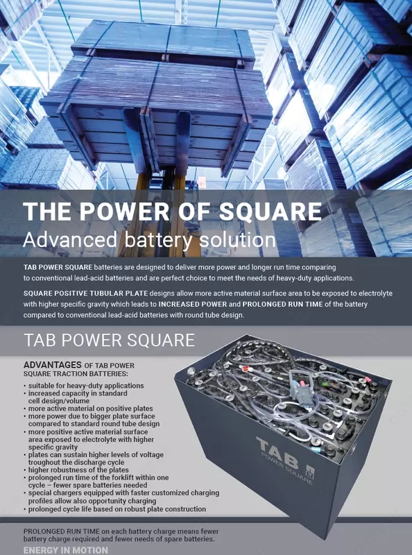 по запросу Тяговые аккумуляторы TAB PSQ для применения в самых тяжелых условиях.