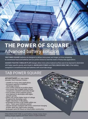 Цена по запросу Тяговые аккумуляторы TAB PSQ для применения в самых тяжелых условиях.