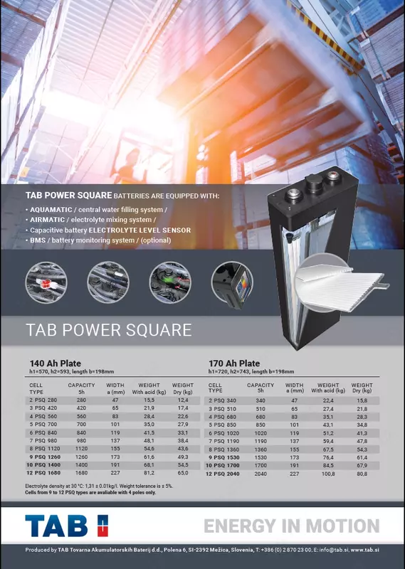 Тяговые аккумуляторы TAB PSQ для применения в самых тяжелых условиях. Только оптом