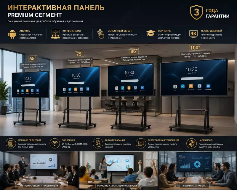  Интерактивная панель / доска 100 Android 14.0 8GB/128Gb - 