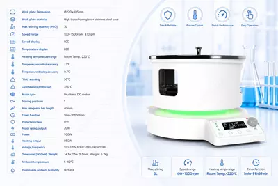 Цифровая магнитная мешалка с нагревом и LCD-дисплеем MS-H220-V3 / MS-H220-V5