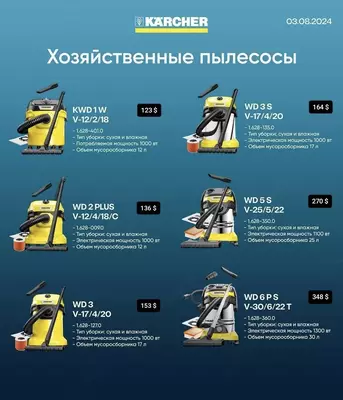 Хозяйственный пылесосы KARCHER WD 1~6 +доставка по городу