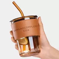 Кружка со стеклянной трубочкой с наклейкой - BIOTACT HEALTHY LIFESTYLE