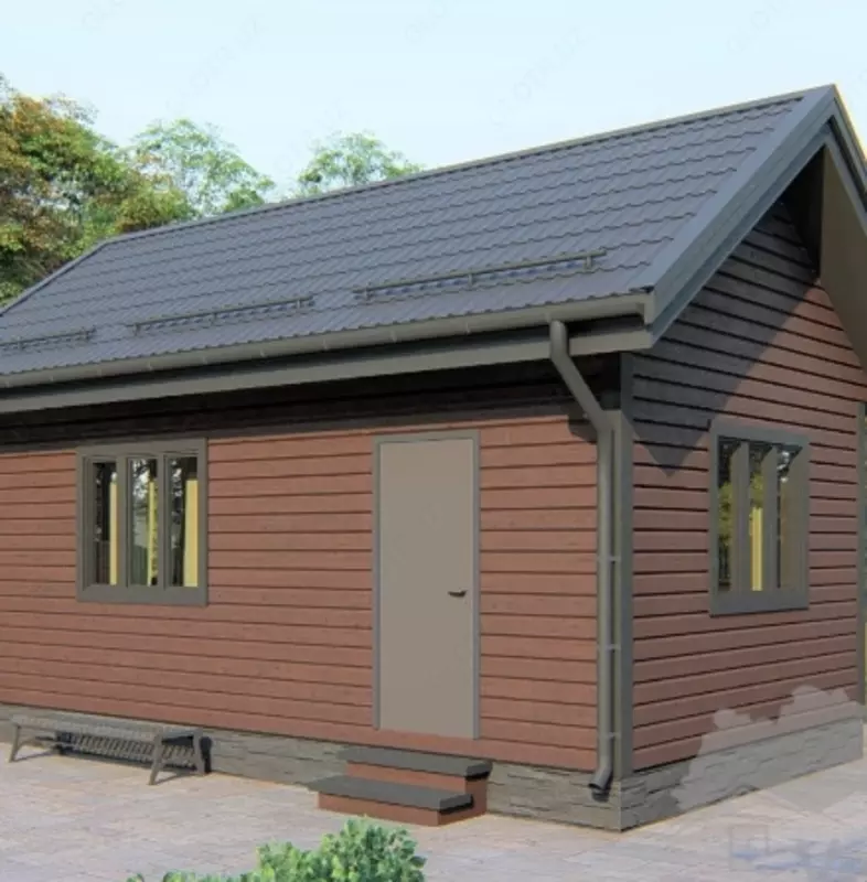 Дом 6 × 4 с двухскатной крышей