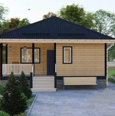 Дом 8 × 8 с террасой - "WOOD-СITY"