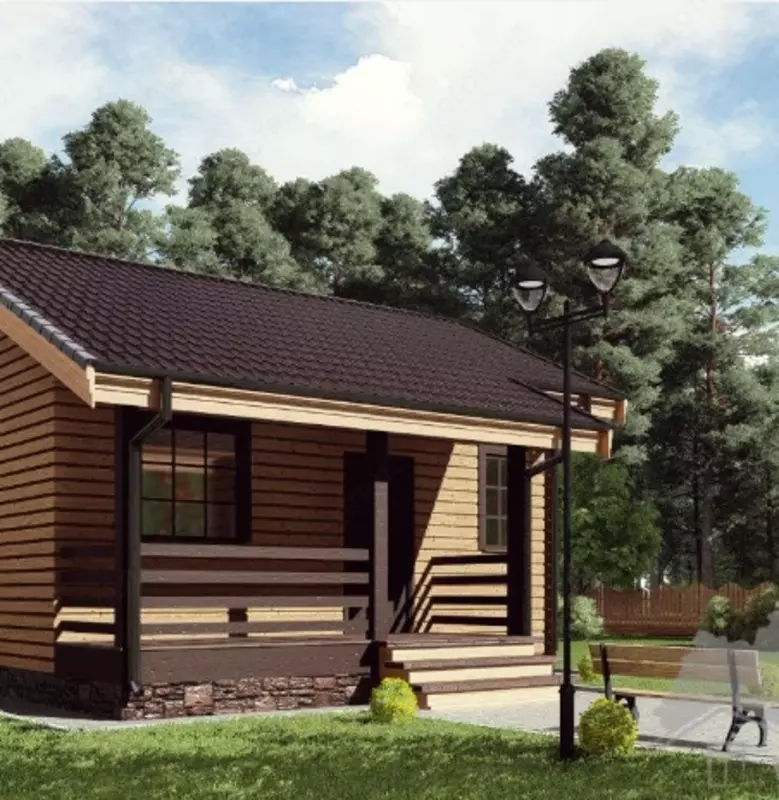 Компактный домик 5 × 5 с террасой