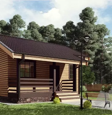 Компактный домик 5 × 5 с террасой