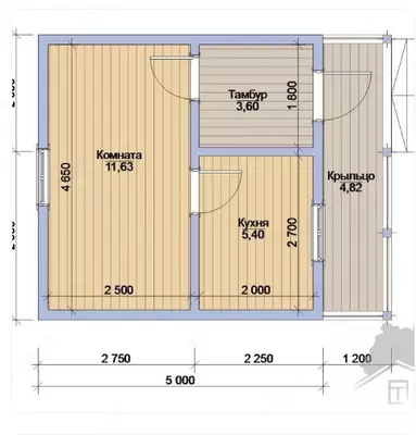 Компактный домик 5 × 5 с террасой - 3 600 000 сум