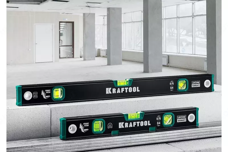 Магнитный уровень KRAFTOOL с зеркальным глазком 2000 мм (модель 34785-200)