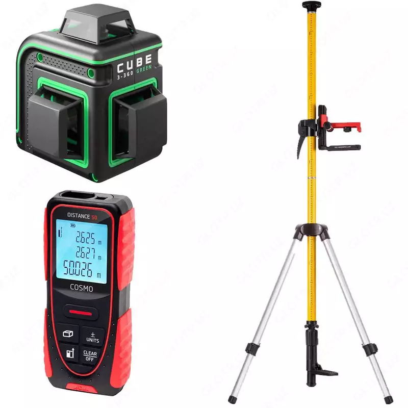 Комплект ADA CUBE 3-360 + дальномер ADA Cosmo 50 + штанга ADA SILVER PLUS