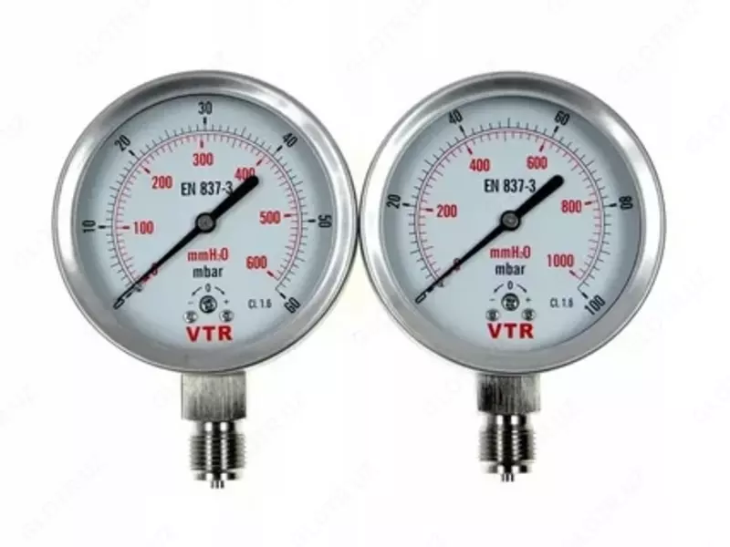 Манометр вакуумный 14510189 Нержавейка Диапазон измерения - 0 - -600 mbar; Диметр головки - 63 мм;