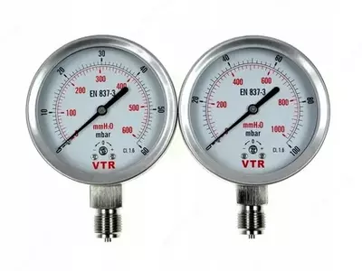 Манометр вакуумный 14510189 Нержавейка Диапазон измерения - 0 - -600 mbar; Диметр головки - 63 мм;