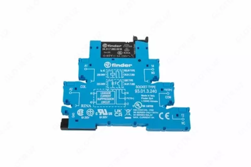 Relening interfeys moduli; 1 ta 6A o‘tkazuvchan kontakt (~/= 250V AC/DC) vintli qisqichlar/ RELAY EMR li MODULAR INTERFACE