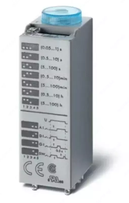 MINIATURE PLUG−IN TIMER / Vaqtning miniatyurali olinadigan relesi; funksiyalari: AI, DI, GI, SW; 10A kuchlanishli 2 ta qayta ulash kontakti (~/= 24V AC/DC)